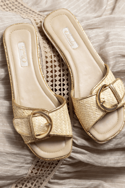ZAPATILLA DE KARANDAY C/ CUERO DORADO